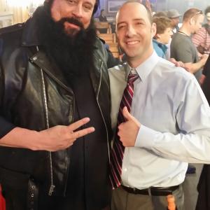 Big John and Veep's Tony Hale on the set of : Alvin and The Chipmunks 4 