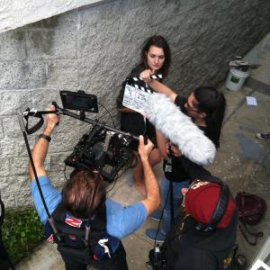 Filming the short film Lapse  Andrea Martina is the starring as the lead character Emily