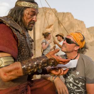 Francis Magee and Mitch on set in Morocco for The Bible