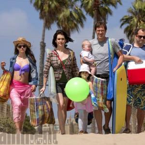 Abby Ryder Fortson stars as Sophie Pearson the daughter of Mark Duplass and Melanie Lynskey in HBOs Togetherness pictured here with Amanda Peet Melanie Lynskey Mark Duplass and Steve Zissis