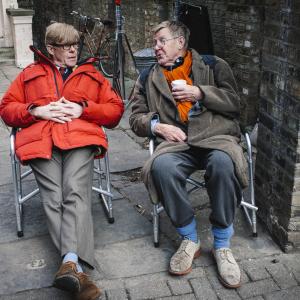 Still of Alan Bennett and Alex Jennings in The Lady in the Van 2015