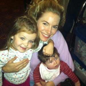 Samara with Sienna Miller and daughter Marlowe during a break from filming Foxcatcher.