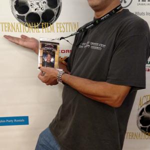 Jax Kearney walking red carpet at 2015 Action on Film Festival where he won Best New Writer