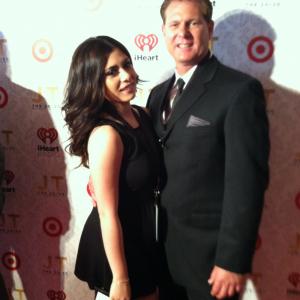 Brittany Rizzo and father on the red carpet for the iHeart Radio Justin Timberlake release party.