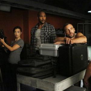 Still of MingNa Wen Henry Simmons Nick Blood and Chloe Bennet in Agents of SHIELD 2013
