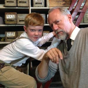 Brady Permenter and Xander Berkeley on set of The Gift