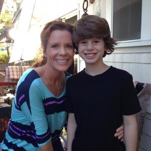 Drew Justice with Robyn Lively on set of Gortimer Gibbons