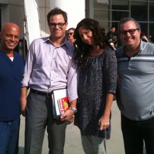 On set with Minnie Driver Paul Adelstein and director writer producer Sean Hanish Return to Zero the movie