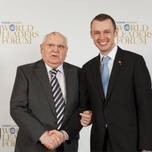 With Mikhail Gorbachev at 2012 World Leaders Forum