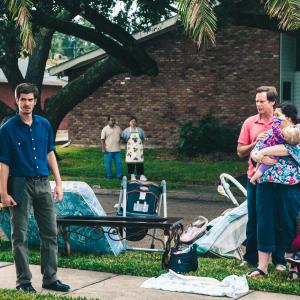 Still of JD Evermore Ann Mahoney and Andrew Garfield in 99 Homes 2014