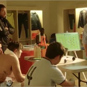Still of Dean Dawson as the Coach in a commercial for Segas Football Manager Online