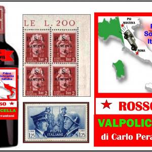 Post war stamps of Mantuas local government prior to the reunification of the Italian Republic In 1945 when communist partisans wanted to arrest Victor these were used by Carlo as tax seals on bottles donated as gratuity to the local partisans