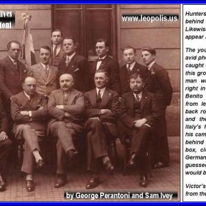 RARE PHOTO OF BENITO MUSSOLINI WITH ENTOURAGE which defies modern historical accounts Victor was an avid photographer who at age 18 took this group photo for his father Carlo bald man with dark mustache sitting next to Italys Fascist DUCE