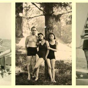 SUMMERTIME FUN: Victor and Luigi with girlfriends on Adriatic beaches, and the center picture was at the river park in Lwow Poland.