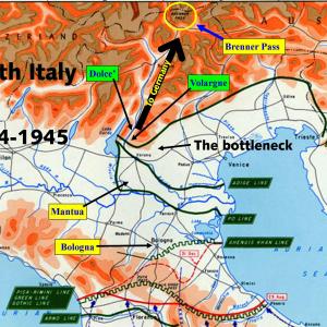 The battlefields of North Italy where Fascist forces had become defunct and Mussolini was on the run. The Allied Forces were moving northward and strong. Nazi troops were in confusion and retreating back to Germany via the alpine Brenner Pass.