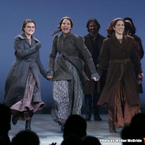 Opening night curtain call of Fiddler on the Roof on Broadway (also pictured: Melanie Moore and Alexandra Silber)