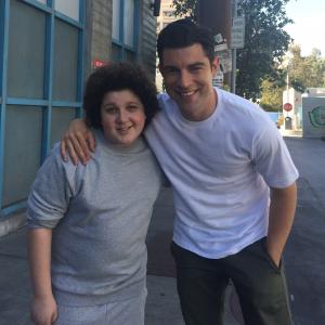 Sam and Max Greenfield on the set of New Girl