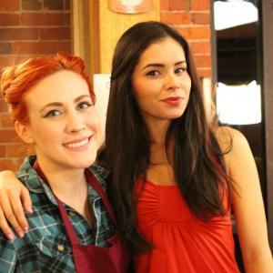 Laura Elise Barrett and Melissa Cordero on the set of Roommates on Elm Street