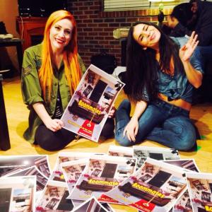 Laura Elise Barrett & Melissa Cordero signing posters on the set of Roommates on Elm St!