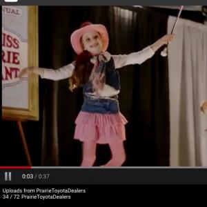 Twirling little Pageant Girl in a web commercial for Toyata Malia Ashley Kerr