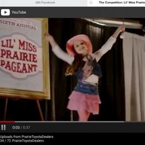 Joyful Malia Ashley Kerr twirling a baton for a Toyota web commercial