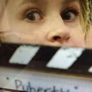 Lily Keene on set of the film Puberty