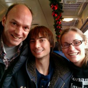 Jessica with Brian Stepanek and her brother on a Train
