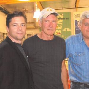 Russell Wolfe, Harrison Ford, and Jay Leno.