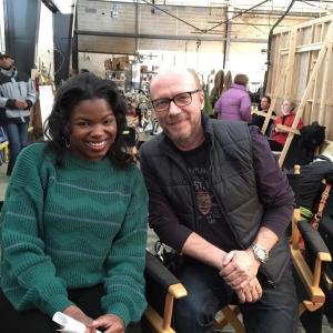 Paul Haggis and Kyanna Simone on the set of HBO's Show Me A Hero