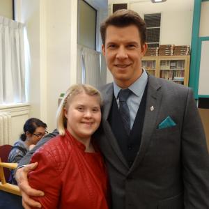Jessica Kishner Morgan and Eric Mabius on the set of Signed Sealed Delivered