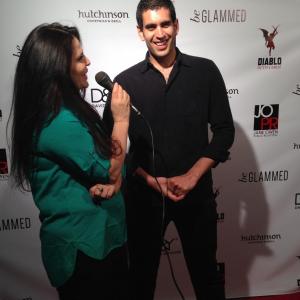 Being interviewed at Jane Owen PRs Four year anniversary party in West Hollywood