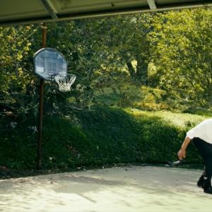 (from left) Laurence Fishburne and Christian Ganiere - Tele 2 - HBO Being Frank playing basketball