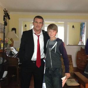 Cole with Dominic Purcell on the set of 