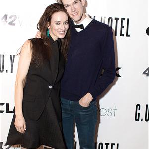 Andrew Nielson and Elizabeth A. Davis (Tony Nominee, ONCE) celebrate after their performance at the launch of 42 West featuring Lady Gaga, Emmy winner Lance Horne, Tony winner Billy Porter, and two-time Tony nominee Robin De Jesus.