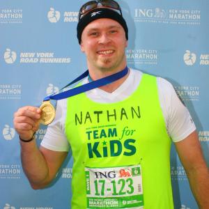 Nathan Brimmer finishing the 2011 NYC Marathon