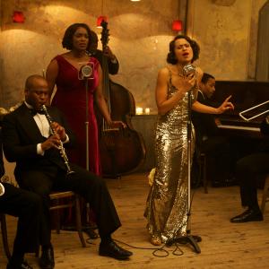 Still of Angel Coulby, Charles Angiama, Wunmi Mosaku and Steve Williamson in Dancing on the Edge (2013)