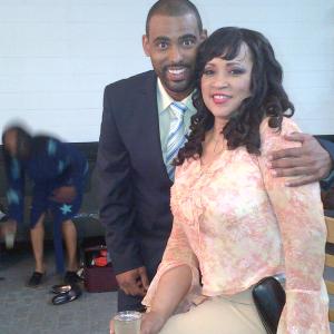 On set of 'Forbidden Woman' with Jackee Harry.