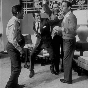 Oceans 11 stars stage a fight Sammy Davis Jr Dean Martin Frank Sinatra  Joey Bishop 1960