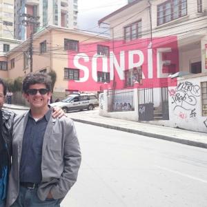 On the way to the set of Our Brand is Crisis in Bolivia Javier B Suarez with Jorge Hidalgo