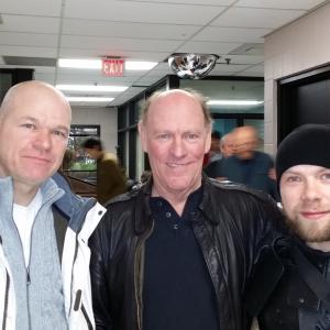 Uwe Boll director of Rampage with Randall Perry and Brendan Fletcher.