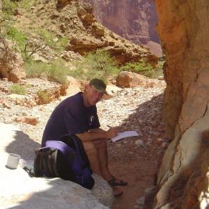 Randall making notes at the bottom of the Grand Canyon Arizona