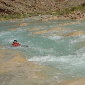 Randall life preserver rafting the rapids of the Little Colorado River Grand Canyon Arizona