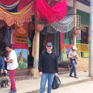 Randall in a colorful village near Villa de Leyva north of Bogota, Columbia.