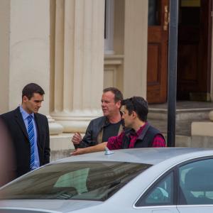 Blocking the scene with Kiefer Sutherland and Omar Madha on the set of 24LAD