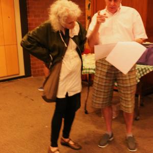 Judith Roberts and Paul Kelly going over the next scene in Last Words Sept 2014