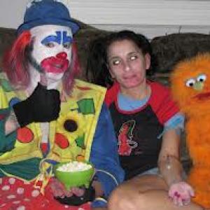 Kim hanging on the set of No Clowning Around with Mumbles the Clown & Mr. Peepers