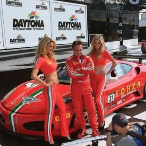 Houghtaling in the winner circle of Daytona with his overall win in the Ferrari Challenge Car Racing championship 2014