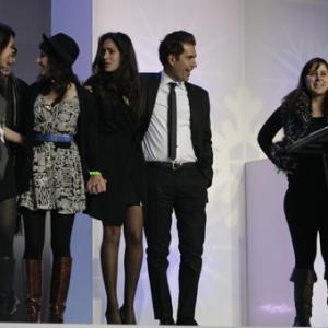 Reza Sixo Safai with cast and director Maryam Keshavarz of Circumstance accepting the 2011 Audience Award at the Sundance Film Festival