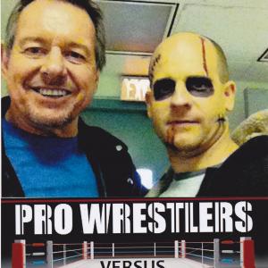 Rowdy Roddy Piper & James Quinn on the set of Pro Wrestlers vs Zombies.