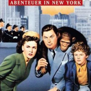 Maureen O'Sullivan, Johnny Sheffield and Johnny Weissmuller in Tarzan's New York Adventure (1942)